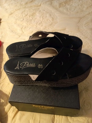 Women's used platform leather sandals size 38 black