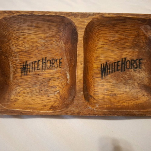 White Horse scotch whisky double nut bowl like new, wooden