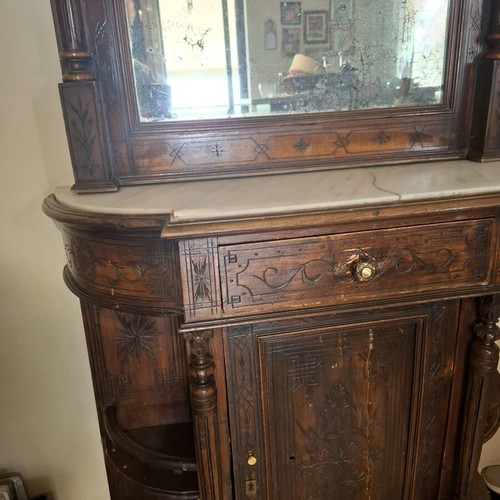 Antique walnut dressing table mirrors used, 2 pieces, circa 1870 handmade