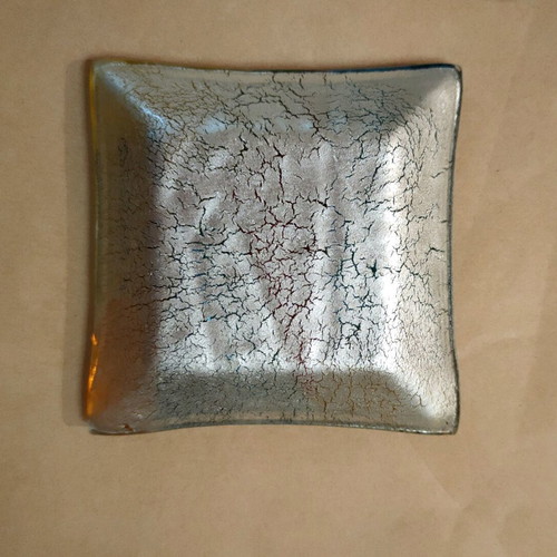 Glass ashtrays used, set of 2, colored 7.5 × 7.5 cm
