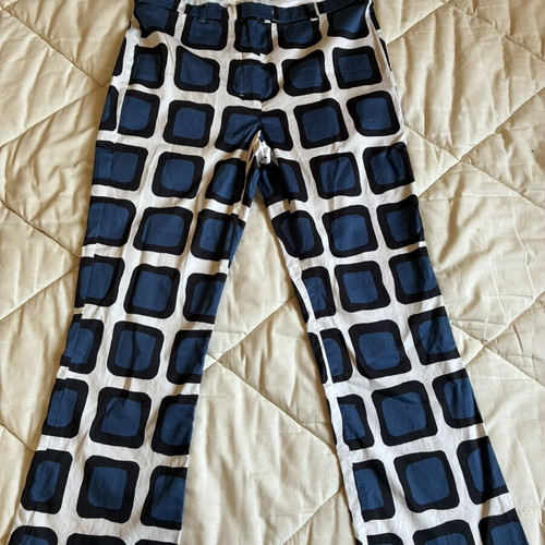 Max Mara Striking Cotton Blend Trousers with Geometric Pattern, Like New