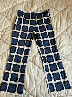 Max Mara Striking Cotton Blend Trousers with Geometric Pattern, Like New