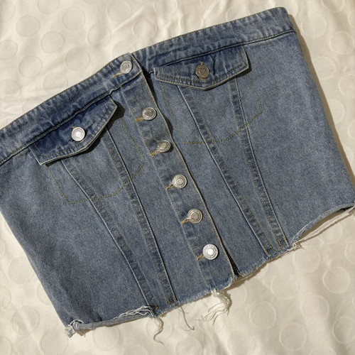 Y2K Denim Strapless Top like new, size S, blue
