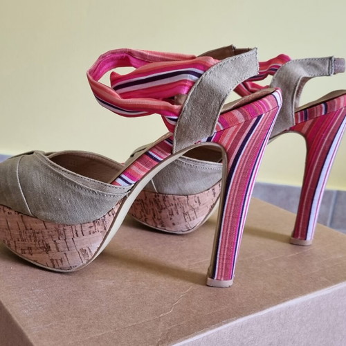 Veneti colorful cork platform sandals size 38