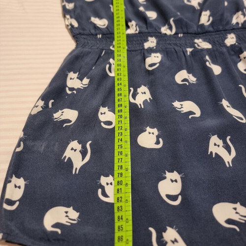 Zara blouse dress L-XL used, blue with cat pattern