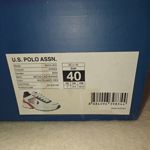 U.S. Polo Assn. Athletic Shoes New, Size 40, White Multicolor