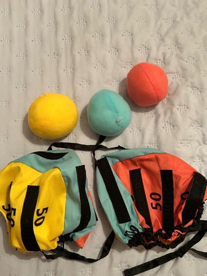 Bocce Ball game like new with three balls and two head cases