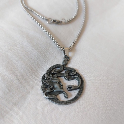 Medusa necklace with snakes, dark mythology