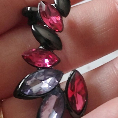 Earrings new, impressive with red and purple stones