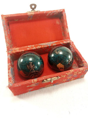 Chinese meditation balls used 3 cm with blue enamel