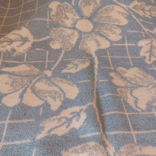 Acrylic double-sided blanket for double bed, blue-white floral