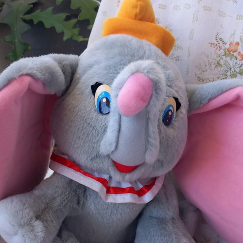 Vintage Dumbo Disney plush elephant 27cm like new, gray with pink ears