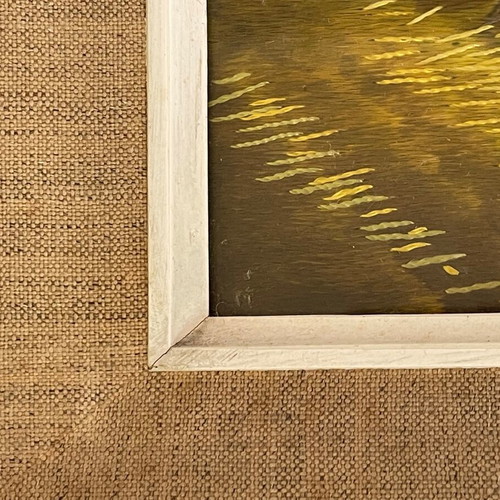 Japanese silk embroidery painting used with frame and glass