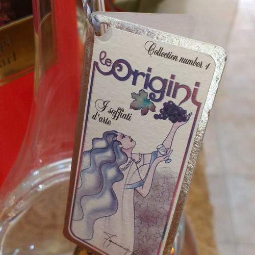 Italian grappa in handmade blown glass bottle new