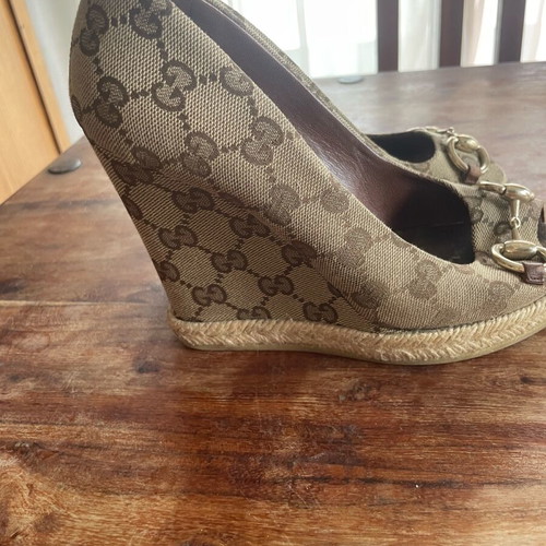 Gucci platform sandals used, beige and brown, size 37