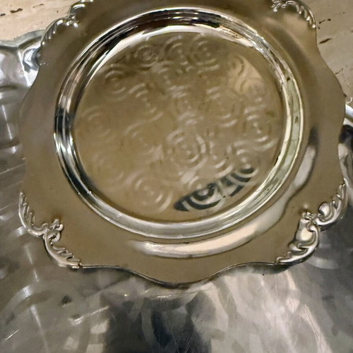 Vintage Inox serving tray with 6 stainless steel plates like new