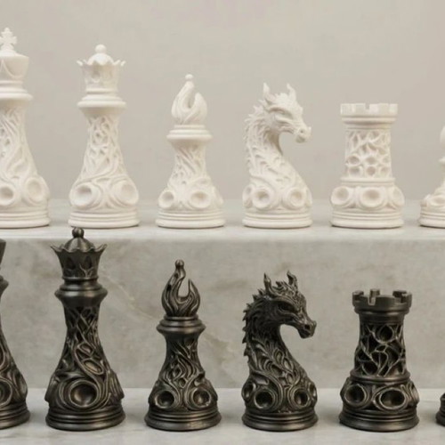 3D Printed Chess Pieces Dragon Theme New Set of 32