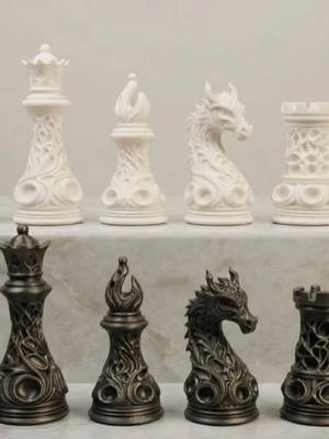 3D Printed Chess Pieces Dragon Theme New Set of 32