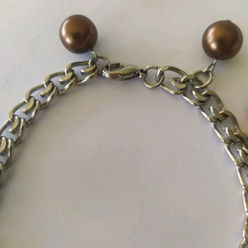 Handmade bracelet like new with 6 brown pearls and brown beads