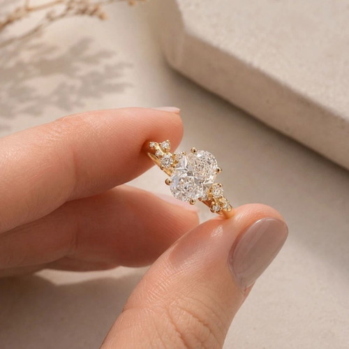 Silver 925 gold-plated ring with oval zircon, 16.9 mm