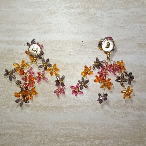 Zara earrings with colorful flowers new