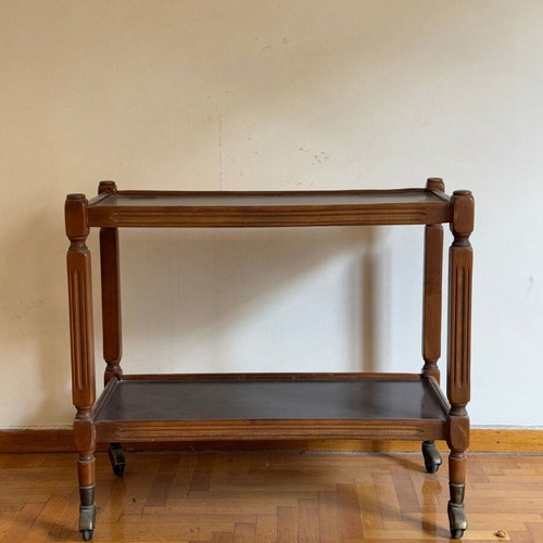 Vintage wooden bar with wheels used, small