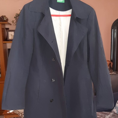 Benetton women's trench coat used, dark blue, size 46