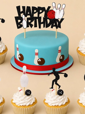 Bowling Cake and Cupcake Decorations set of 13 pieces new