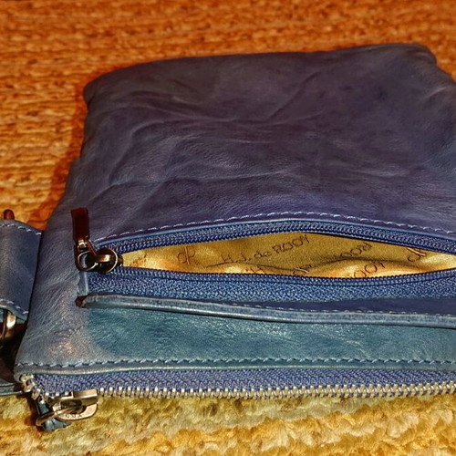 Original bag used, blue, made of genuine leather