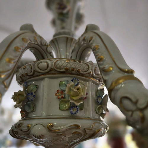 Capodimonte porcelain chandelier used, 80x55 cm