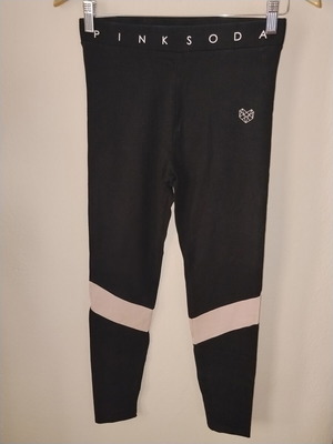 Pink Soda High-Waisted Sports Leggings like new, black and pink, XS