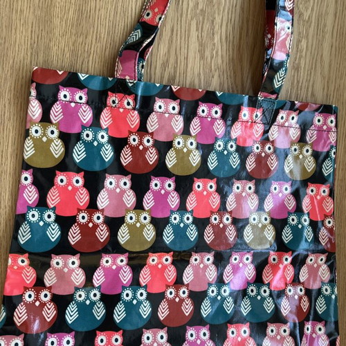 Accessorize tote bag with owl print, waterproof, new