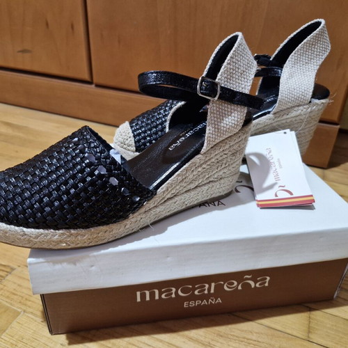 Espadrilles black woven and straw, new, size 37 from Voi&Noi