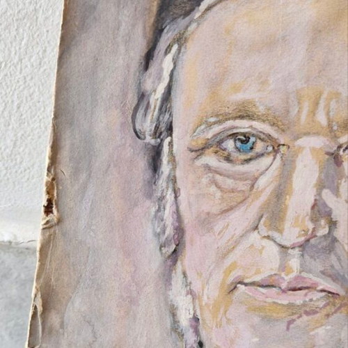 Portrait painting used, signed, without frame