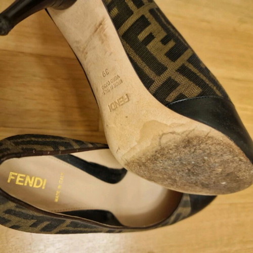 Fendi leather brown pumps used, size 39