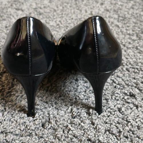Zara black patent leather peep-toe pumps used, size 36