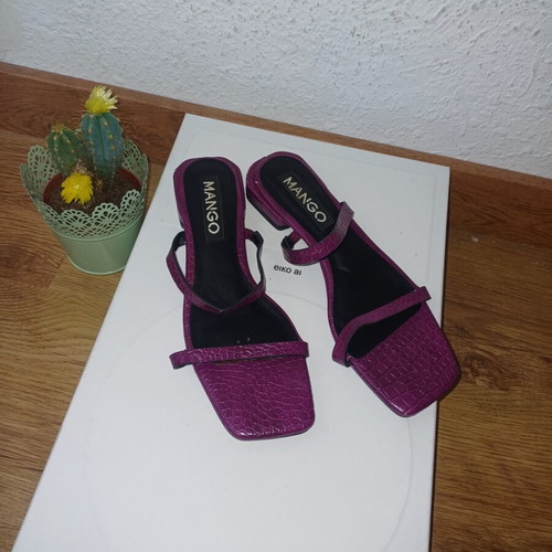 Mango strappy flat sandals, purple, size 37