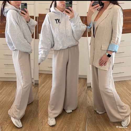 Zara wide leg pants like new, beige