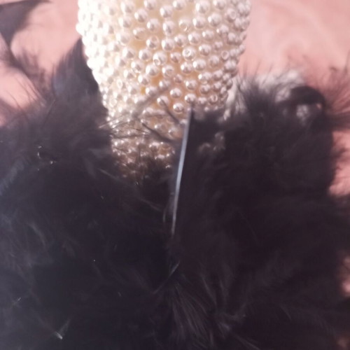 Easter candle female new with feathers and white pearls
