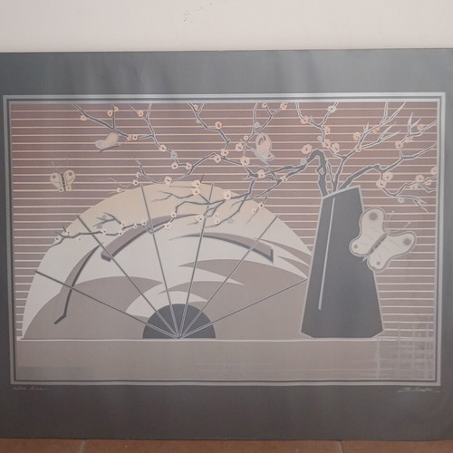 Vintage art print with Asian theme used, 60x50 cm