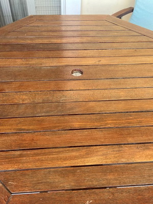 Wooden hexagonal veranda table used, large