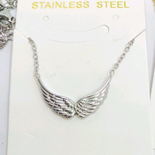 Angel Wings Necklace Stainless Steel New Silver Hypoallergenic