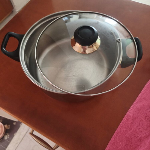 Prisma stainless steel pot 22cm like new with glass lid