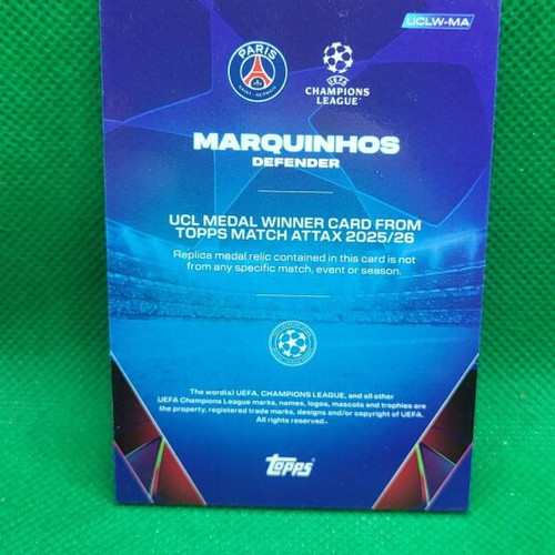 Κάρτα Marquinhos Topps Match Attax 2025-26 UCL Medal Winner καινούργια