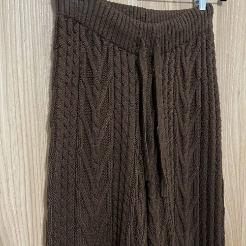 Knitted high-waisted pants like new, brown