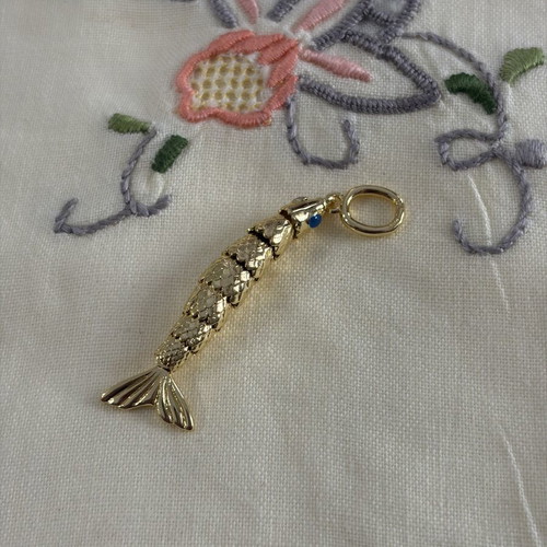 Pandora articulated fish pendant charm, gold