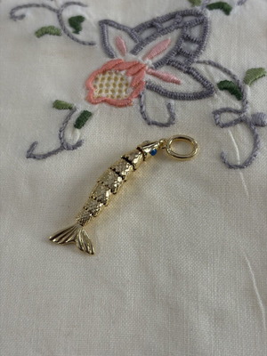 Pandora articulated fish pendant charm, gold