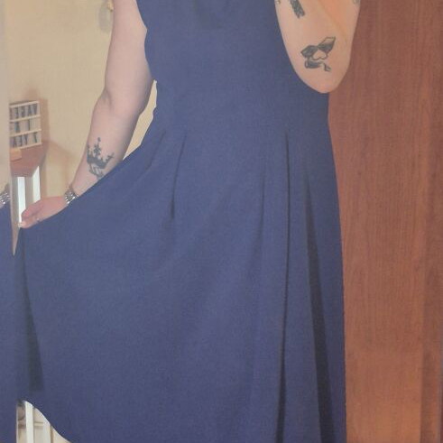 Dress with pearls new, blue, size L