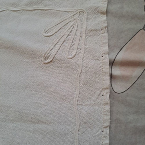 Traditional handmade kare 81×78, like new, white embroidered table linen