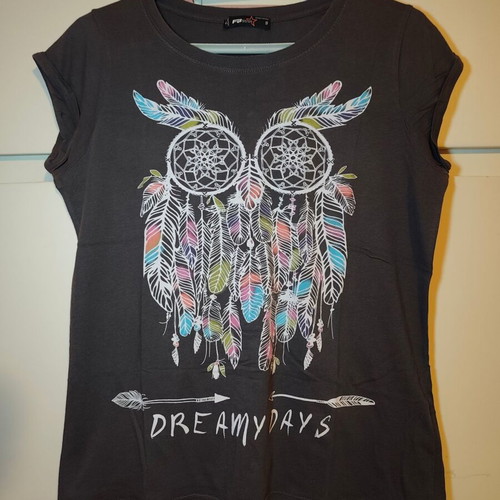 T-shirt like new, short sleeve, cotton, owl dreamcatcher design